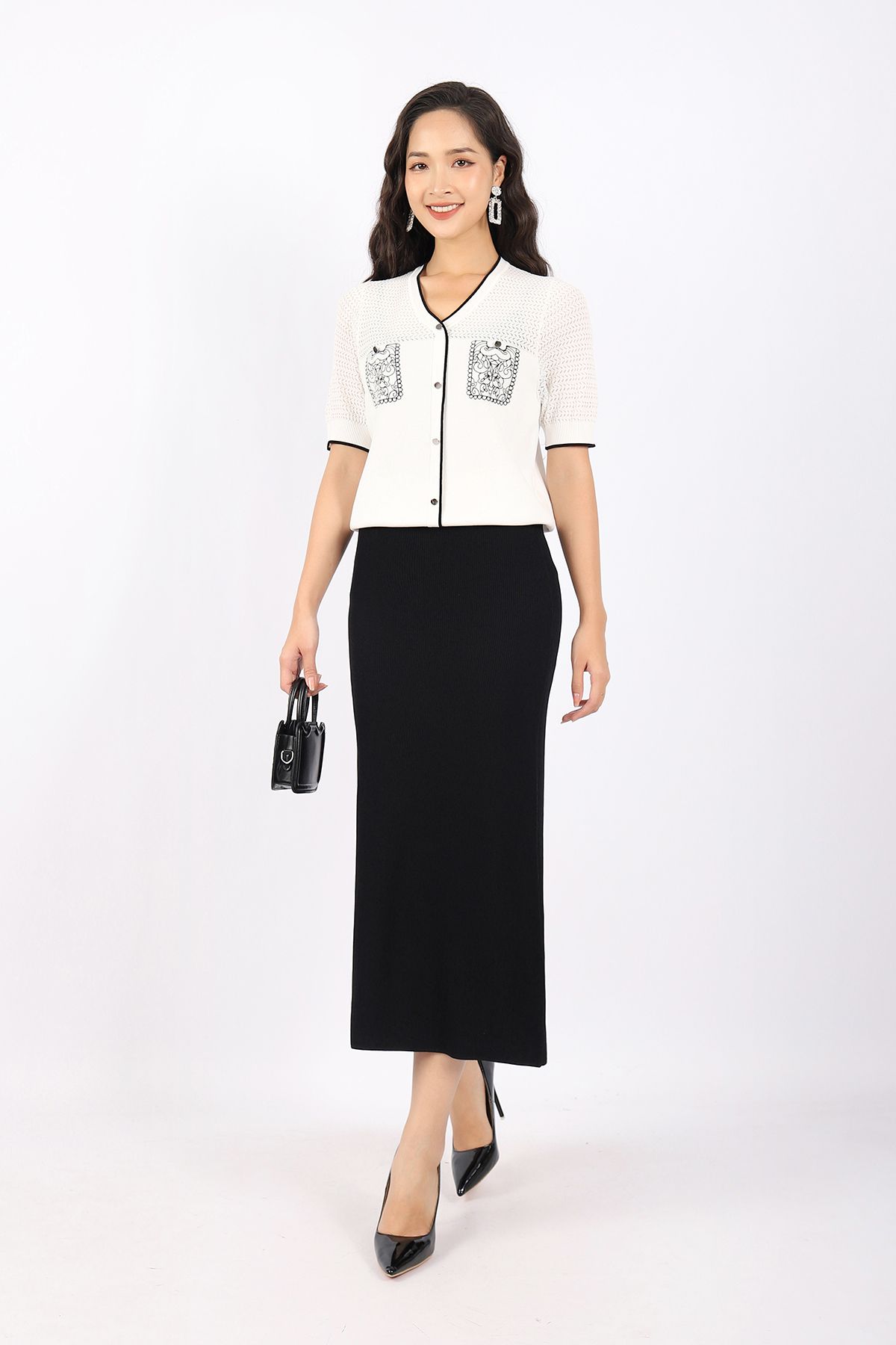 FDO376 - Đầm len cao cấp dáng ôm body hai dây dài qua gối không kèm phụ kiện - PANTIO