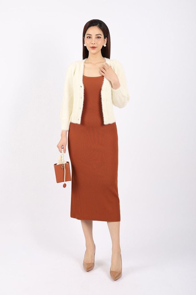 FDO376 - Đầm len cao cấp dáng ôm body hai dây dài qua gối không kèm phụ kiện - PANTIO