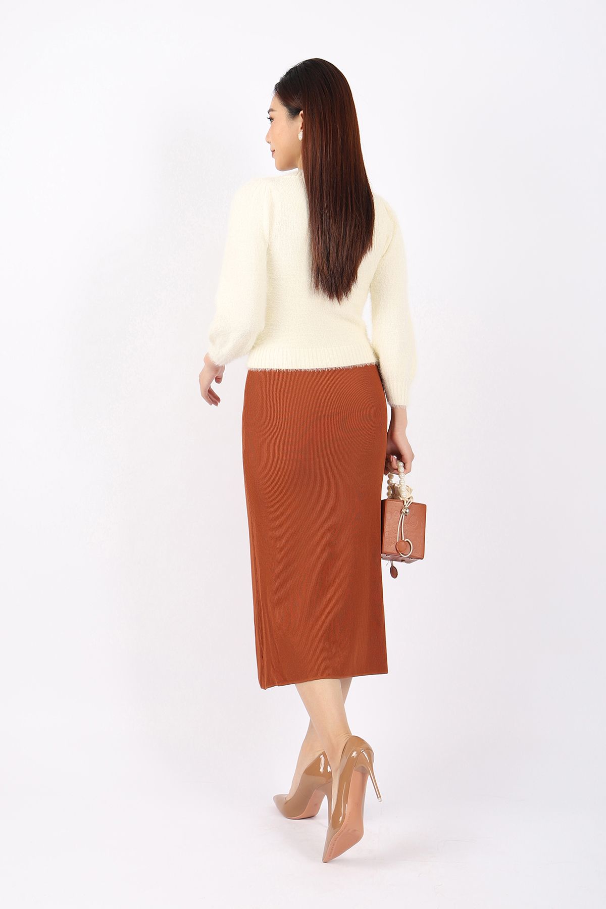 FDO376 - Đầm len cao cấp dáng ôm body hai dây dài qua gối không kèm phụ kiện - PANTIO