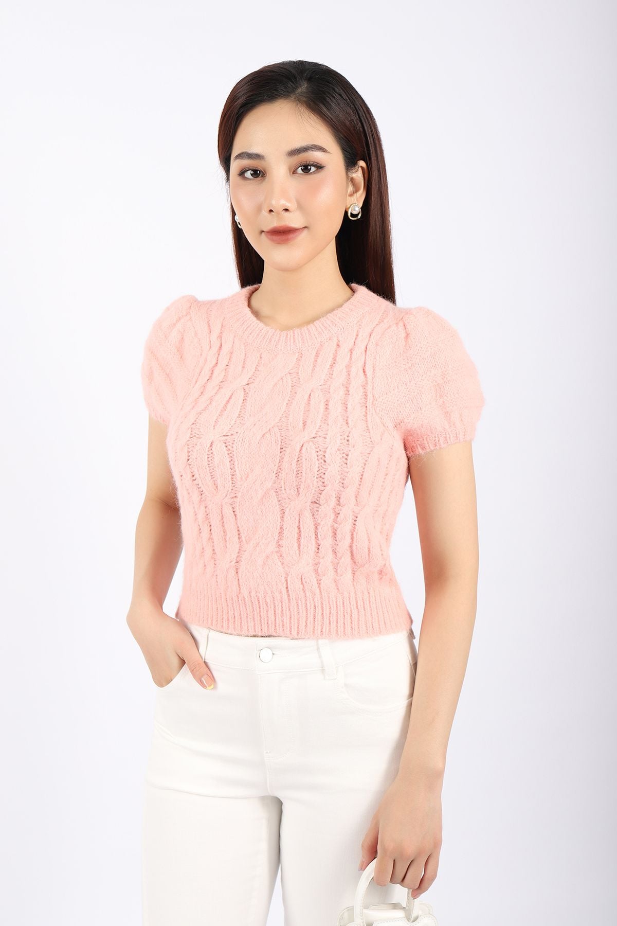 FQB150 - Quần jean dạo phố vải denim dáng ôm ống loe gấu xẻ phối khuy kim loại trang trí - PANTIO