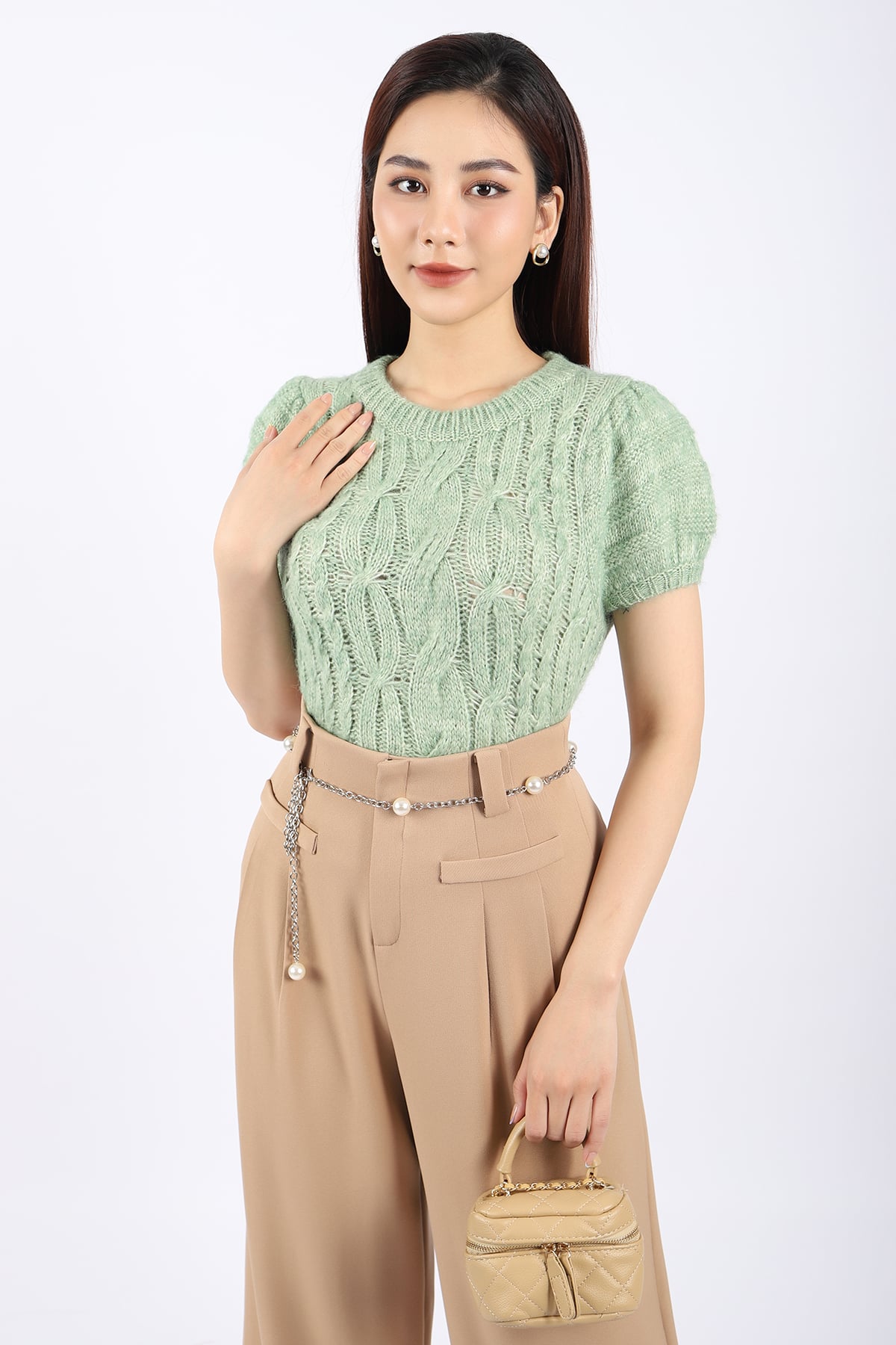 FOL383 - tylekeo889 cao cấp dáng ôm dệt vặn tạo kiểu cổ tròn tay bồng nhẹ - tỷ lệ kèo 8899
