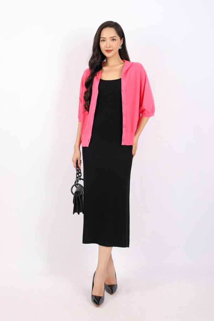 FDO376 - Đầm len cao cấp dáng ôm body hai dây dài qua gối không kèm phụ kiện - PANTIO