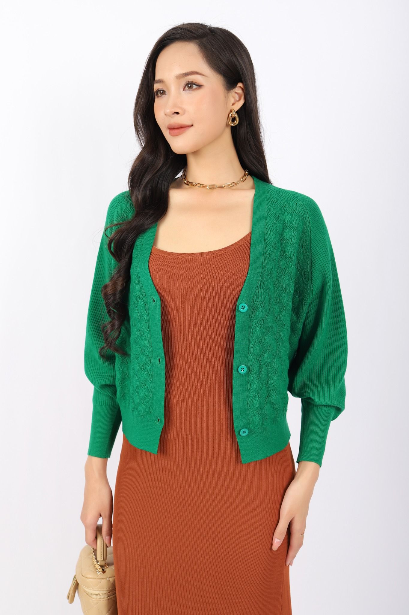 FDO376 - Đầm len cao cấp dáng ôm body hai dây dài qua gối không kèm phụ kiện - PANTIO