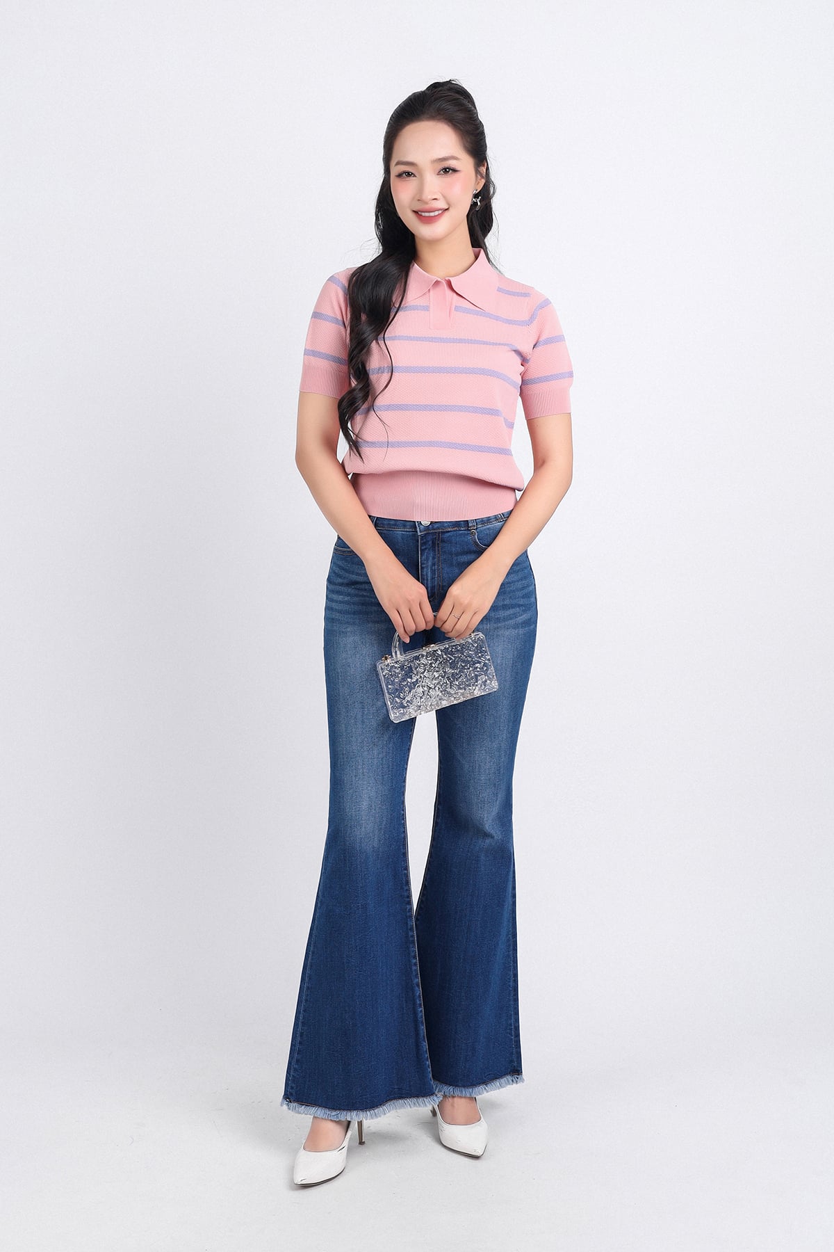 FOL406 - Áo len cao cấp cổ đức tay ngắn cạp bo chun bản to - PANTIO