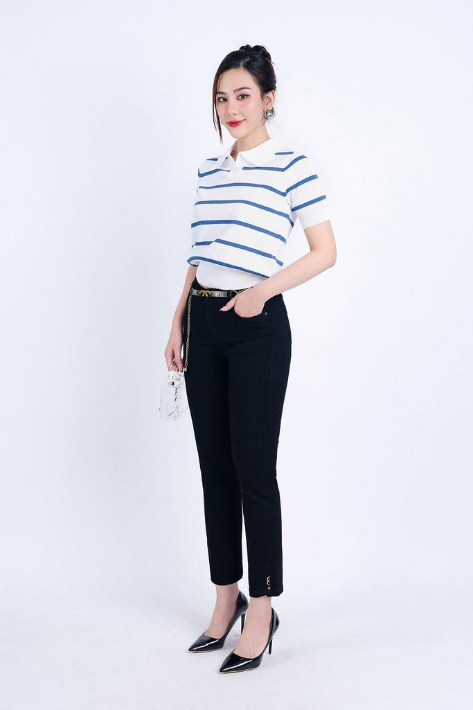 FQB166 - Quần Jean cao cấp vải Denim dáng ôm gấu xẻ kèm dây xích tạo kiểu - PANTIO