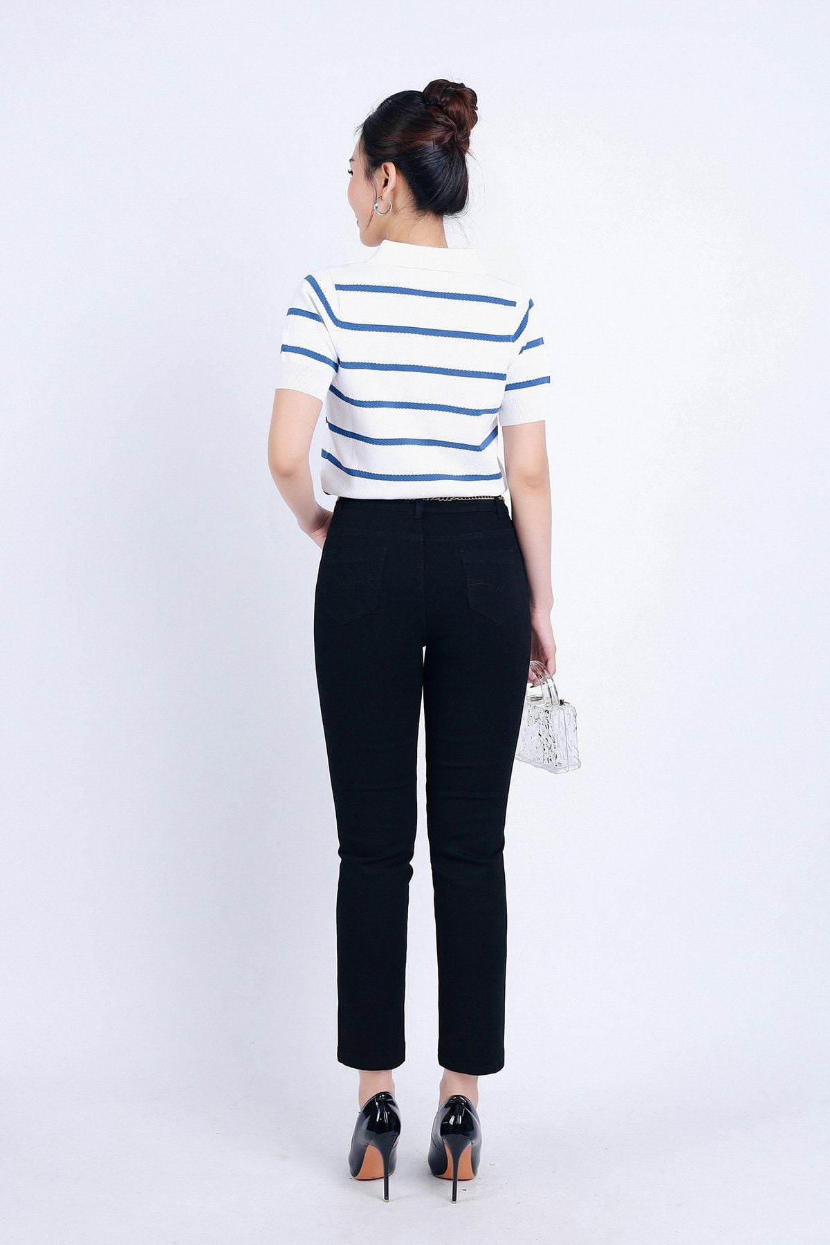 FQB166 - Quần Jean cao cấp vải Denim dáng ôm gấu xẻ kèm dây xích tạo kiểu - PANTIO