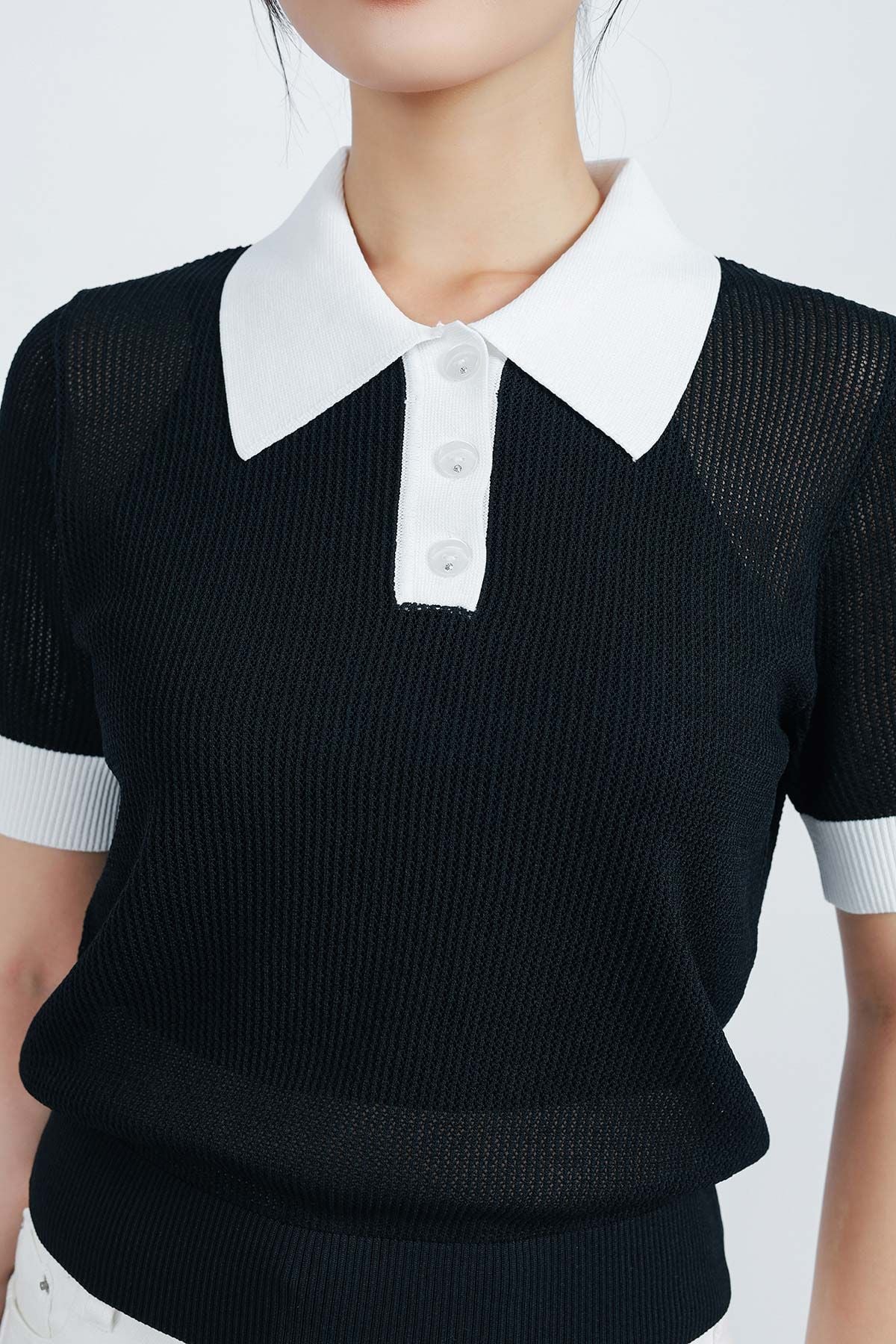 FOL408 - Áo len thời trang cao cấp dáng suông cổ đức tay ngắn bo gấu kèm áo hai dây - PANTIO