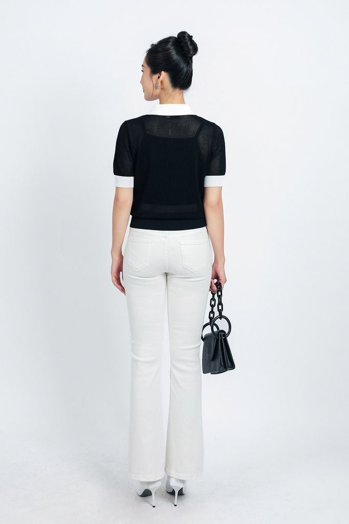 FOL408 - Áo len thời trang cao cấp dáng suông cổ đức tay ngắn bo gấu kèm áo hai dây - PANTIO