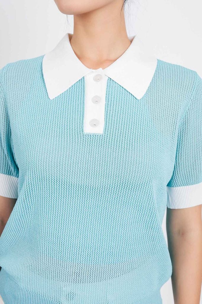 FOL408 - Áo len thời trang cao cấp dáng suông cổ đức tay ngắn bo gấu kèm áo hai dây - PANTIO