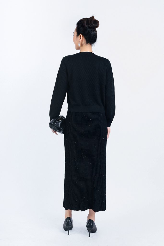 FOL416 - Áo len Cardigan thời trang cao cấp dáng suông co giãn thân áo phối khuy đá trang trí - PANTIO