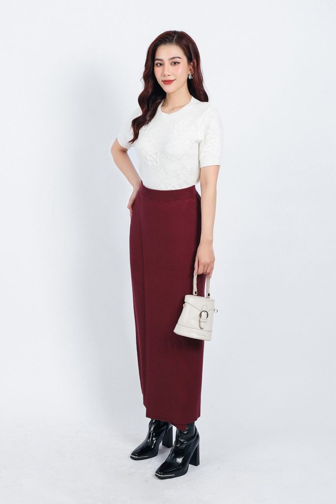 FJO419 - Chân váy len thời trang cao cấp dáng suông cạp chun co giãn - PANTIO
