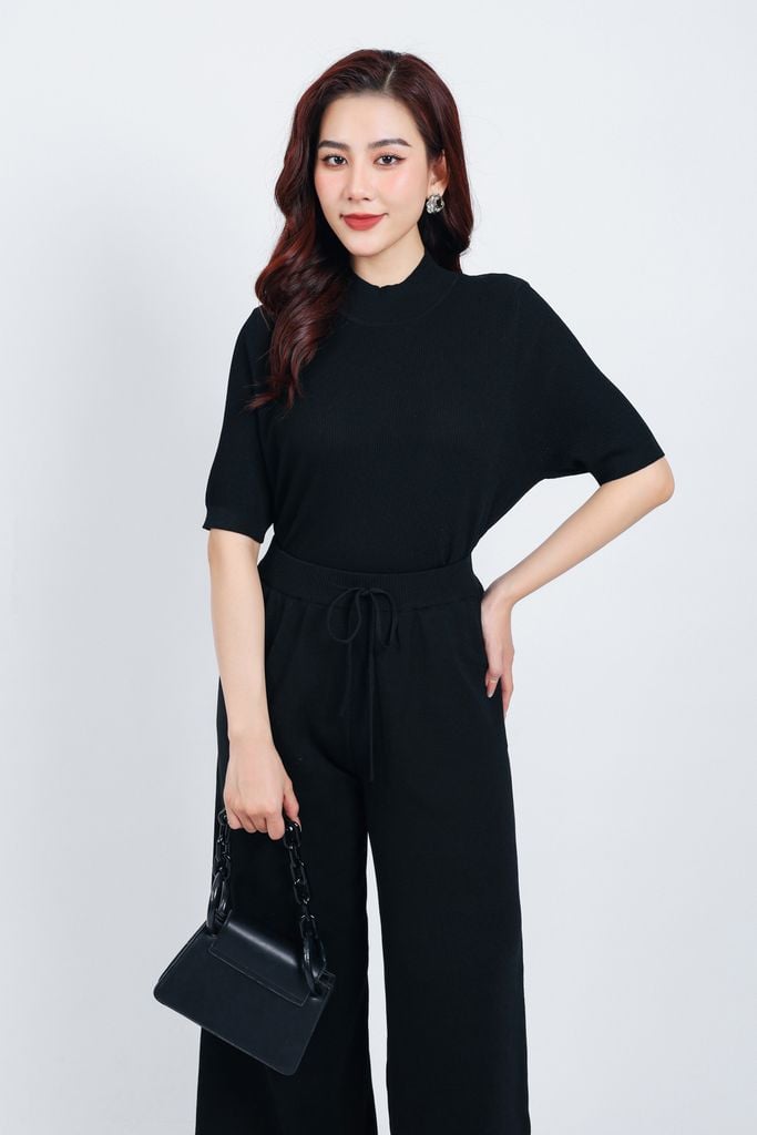 BQO425 - Quần len thời trang cao cấp dáng suông ống rộng cạp chun co giãn phối dây nơ gấu tua rua trang trí - PANTIO