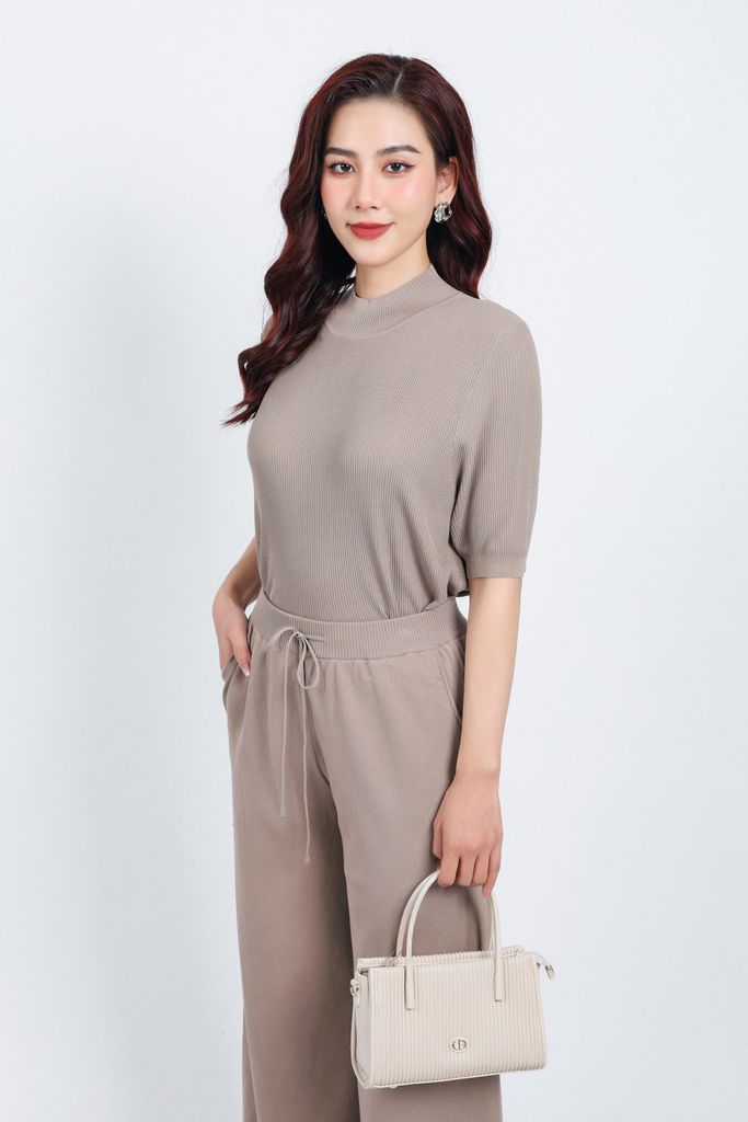 BQO425 - Quần len thời trang cao cấp dáng suông ống rộng cạp chun co giãn phối dây nơ gấu tua rua trang trí - PANTIO