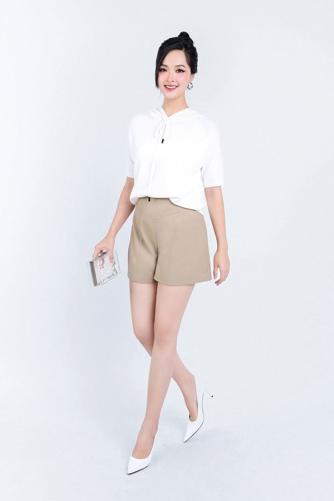 FOL429 - Áo len thời trang cao cấp dáng suông có mũ cổ phối dây rút buộc - PANTIO