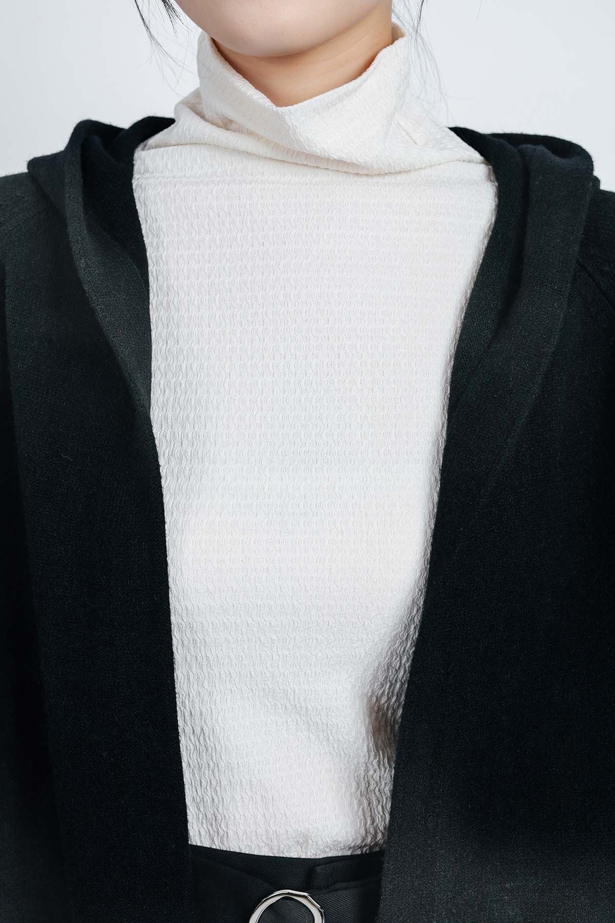 FOL442 - Áo khoác len thời trang cao cấp dáng dài có mũ thân áo có túi - PANTIO