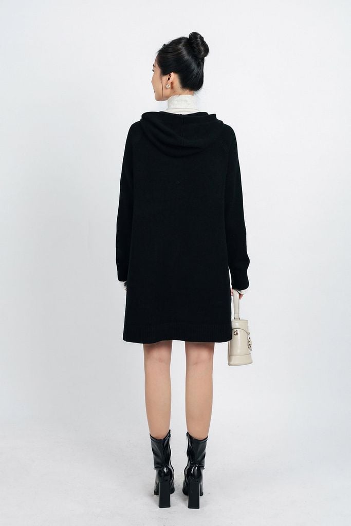 FOL442 - Áo khoác len thời trang cao cấp dáng dài có mũ thân áo có túi - PANTIO