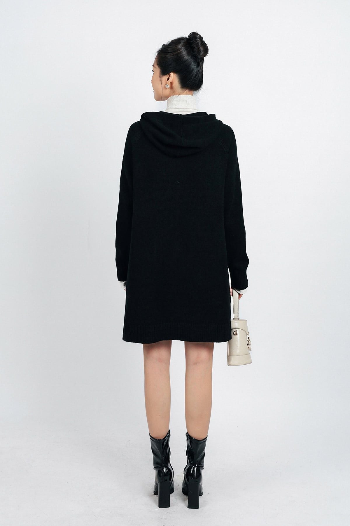 FOL442 - Áo khoác len thời trang cao cấp dáng dài có mũ thân áo có túi - PANTIO