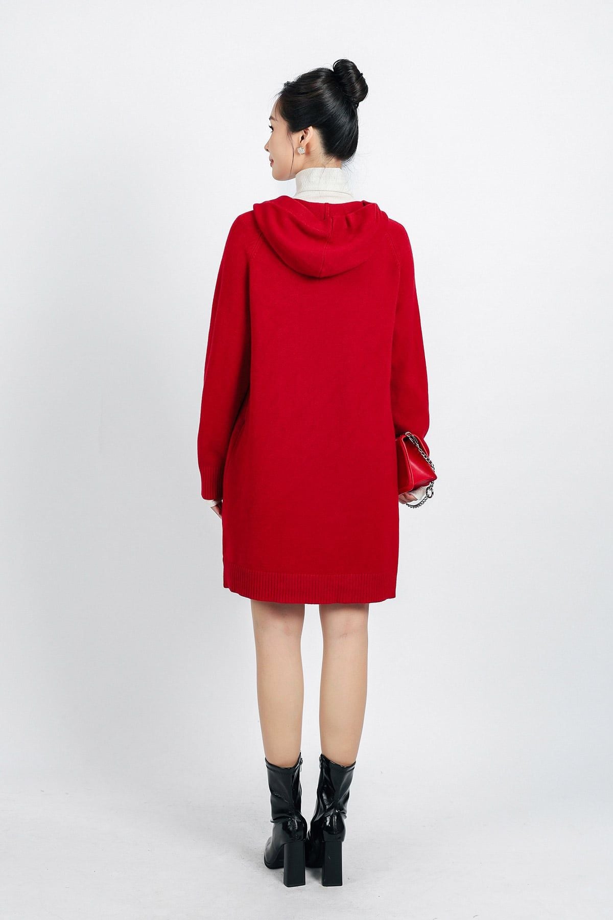 FOL442 - Áo khoác len thời trang cao cấp dáng dài có mũ thân áo có túi - PANTIO