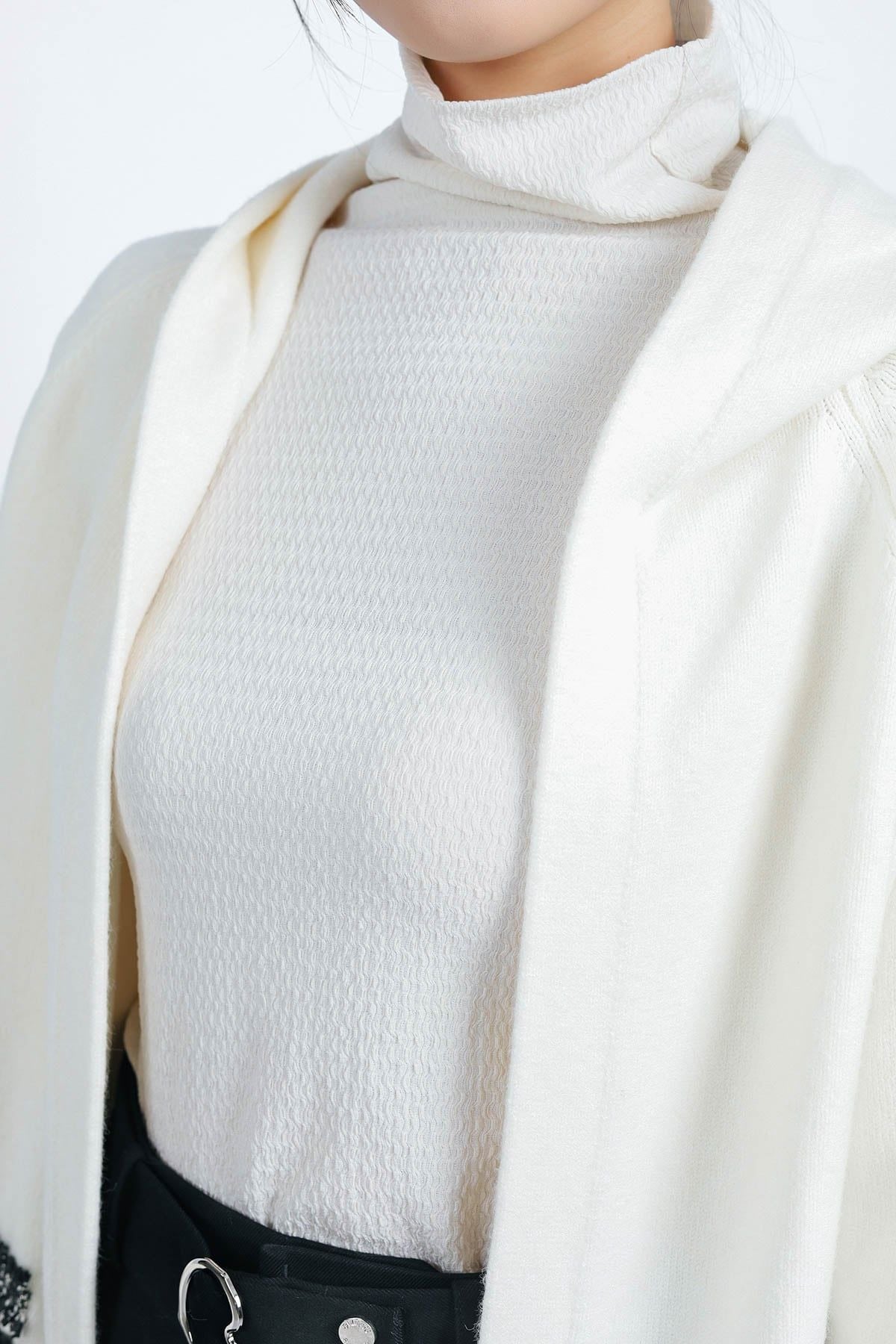 FOL442 - Áo khoác len thời trang cao cấp dáng dài có mũ thân áo có túi - PANTIO