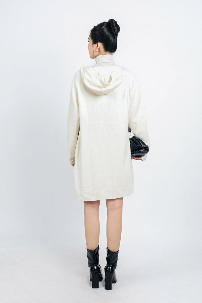 FOL442 - Áo khoác len thời trang cao cấp dáng dài có mũ thân áo có túi - PANTIO