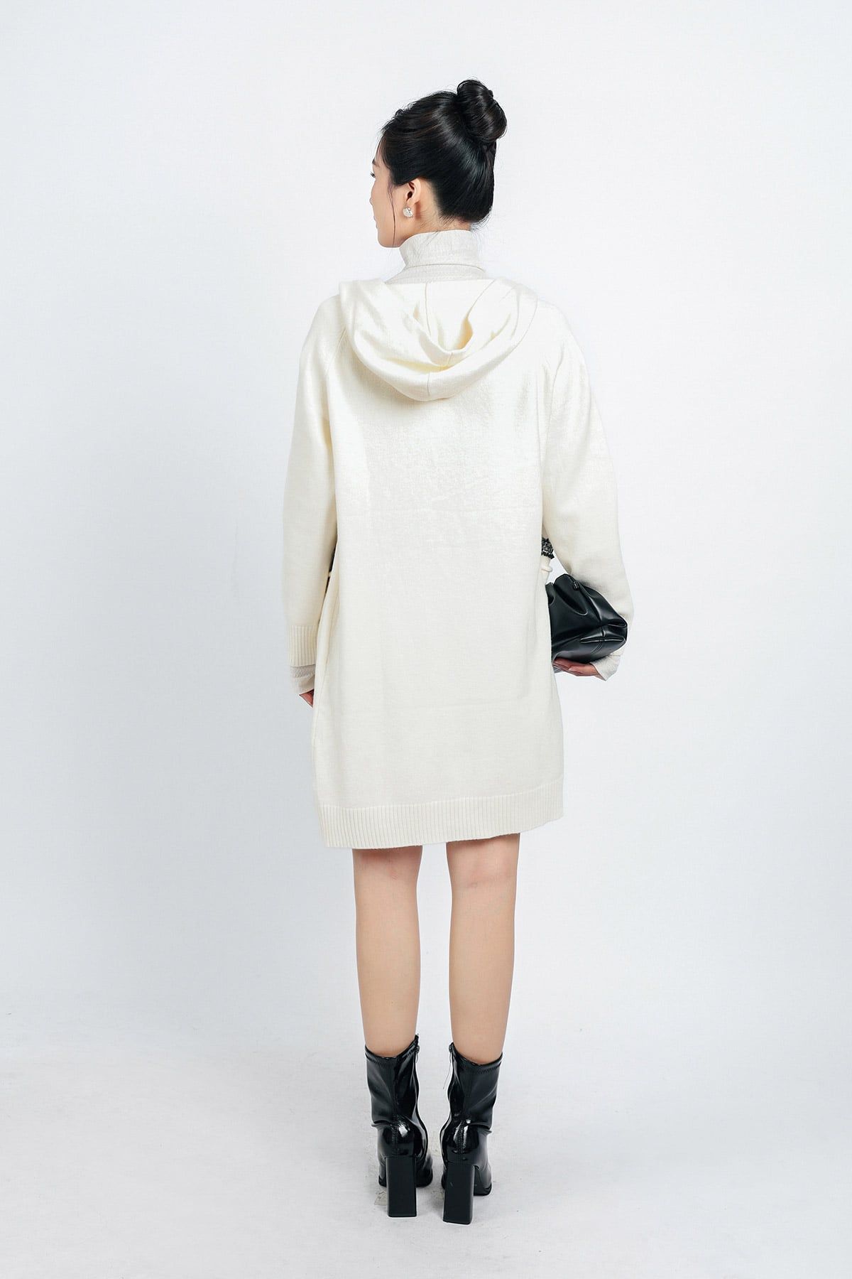 FOL442 - Áo khoác len thời trang cao cấp dáng dài có mũ thân áo có túi - PANTIO