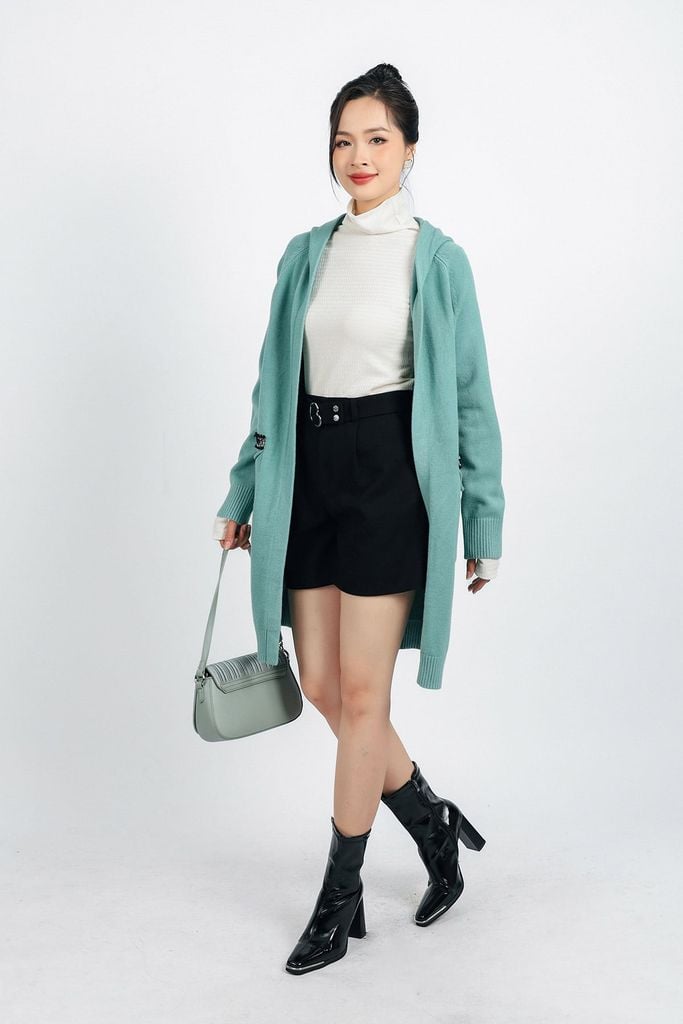 FOL442 - Áo khoác len thời trang cao cấp dáng dài có mũ thân áo có túi - PANTIO