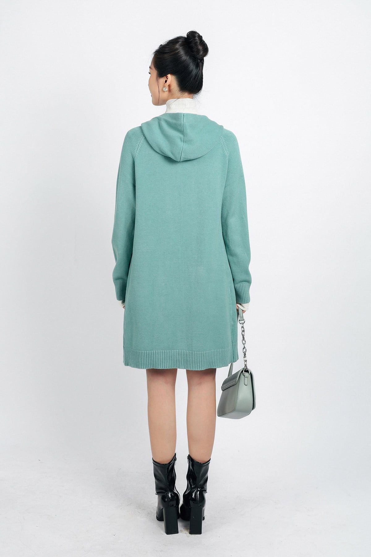 FOL442 - Áo khoác len thời trang cao cấp dáng dài có mũ thân áo có túi - PANTIO