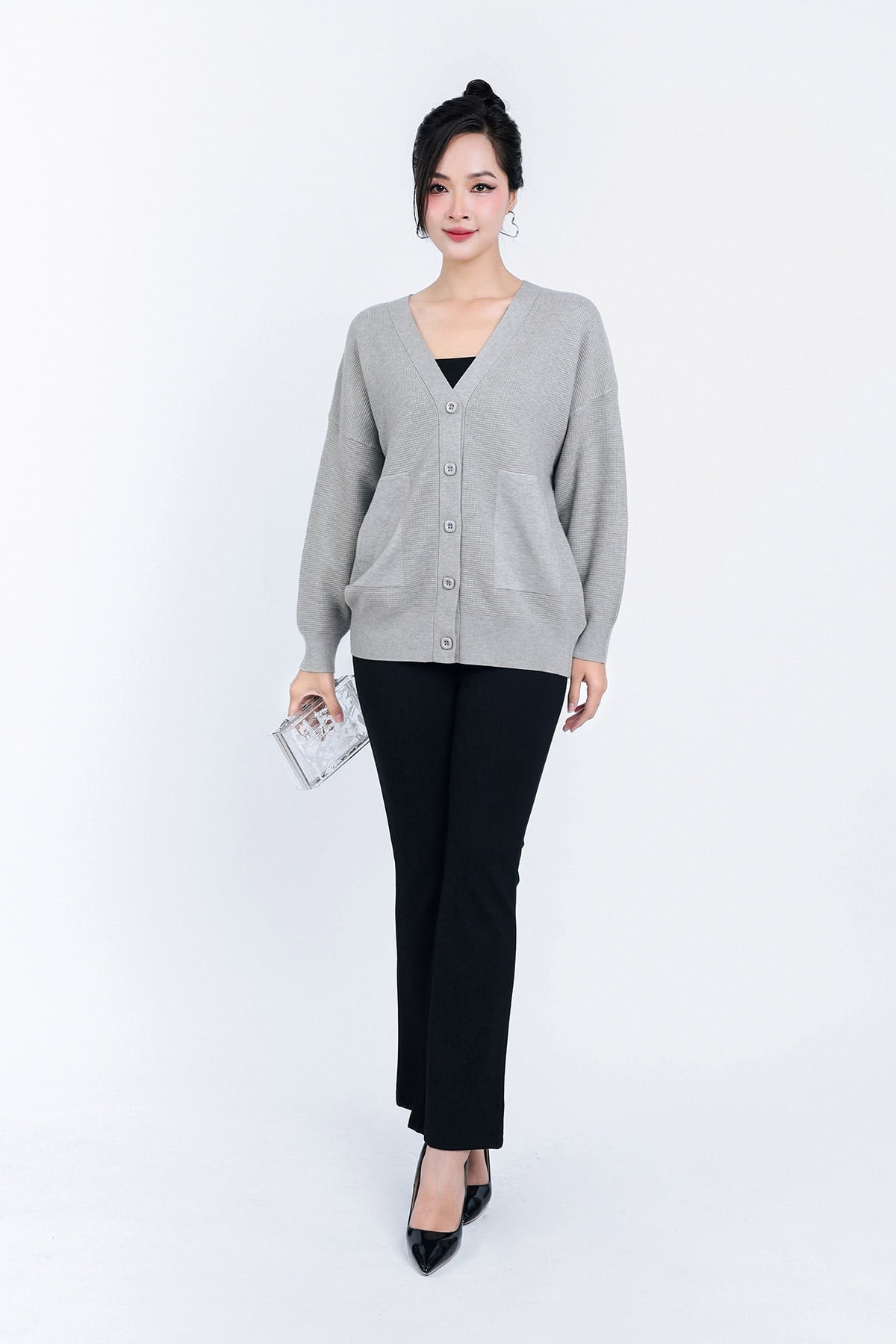 FQD91156 - Quần dài công sở co giãn dáng ôm ống vẩy cạp phối kim loại trang trí - PANTIO