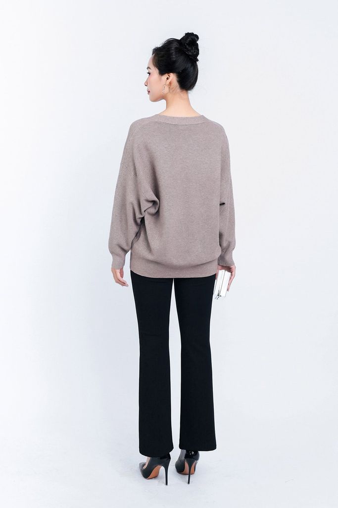 FOL450 - Áo len Cardigan cao cấp cổ chữ V có túi áo cài khuy thân trước - PANTIO