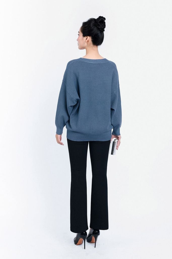 FOL450 - Áo len Cardigan cao cấp cổ chữ V có túi áo cài khuy thân trước - PANTIO