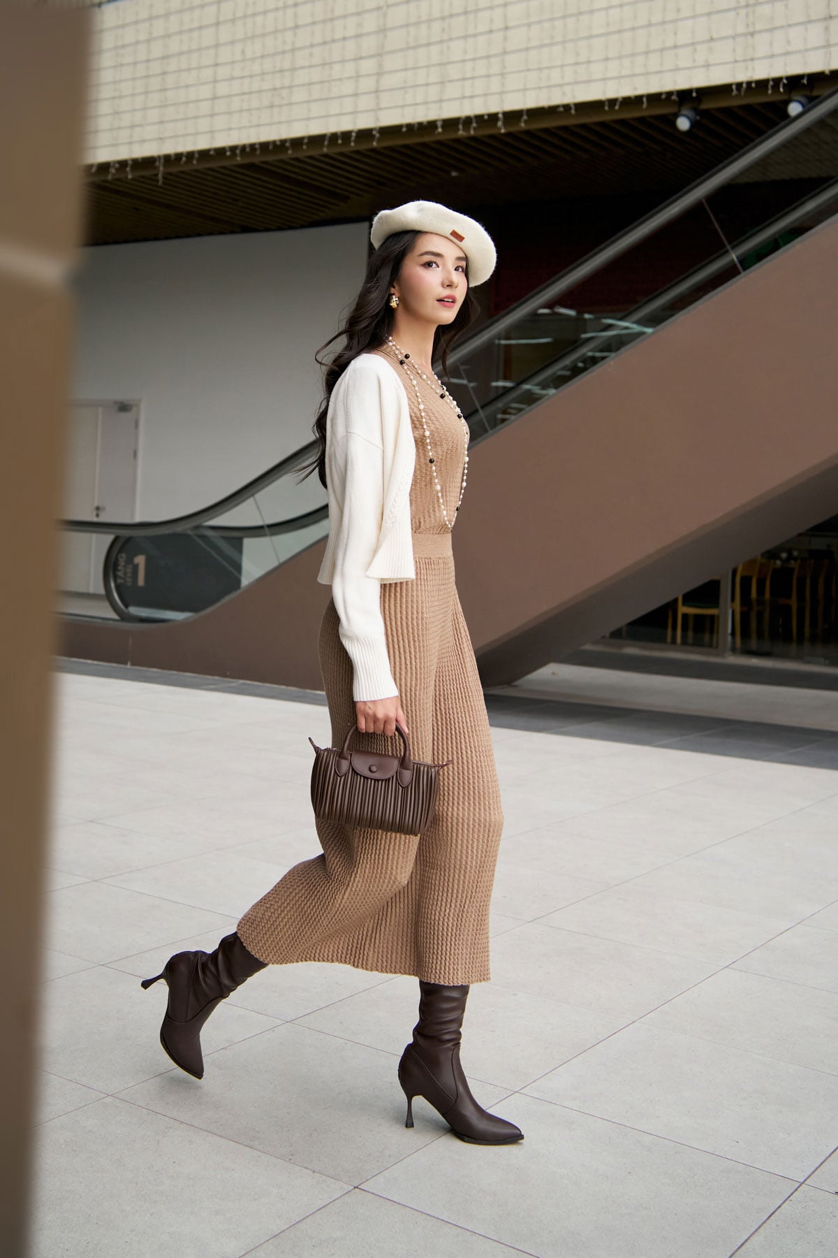 BJO446 - Chân váy len thời trang cao cấp dáng suông dài co giãn cạp chun - PANTIO