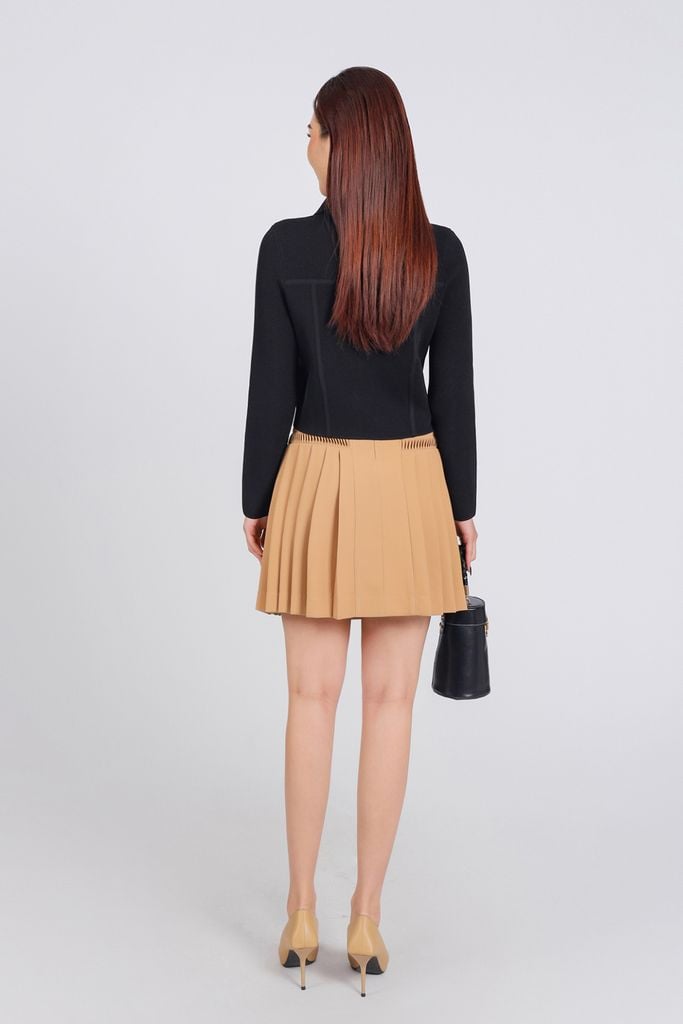 FOL454 - Áo len thời trang cao cấp dáng suông cổ đức ngực áo có túi ốp giả phối khuy đá cao cấp - PANTIO