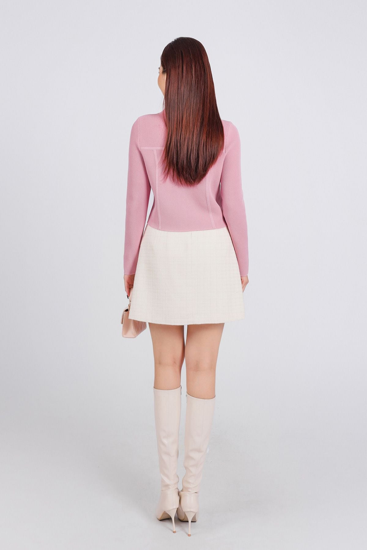 FOL454 - Áo len thời trang cao cấp dáng suông cổ đức ngực áo có túi ốp giả phối khuy đá cao cấp - PANTIO