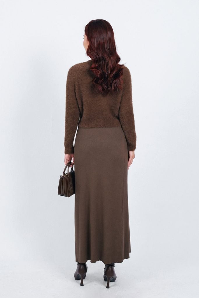 FOL465 - Áo khoác len lông mềm thời trang cao cấp dáng ôm cổ xẻ V cài khuy trước - PANTIO