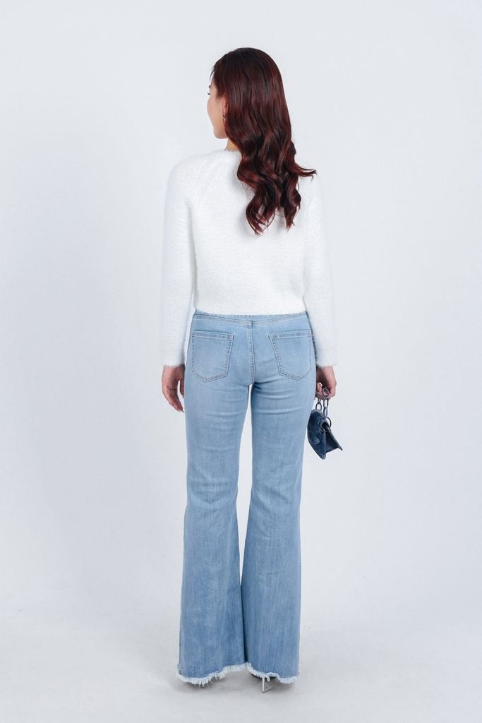 FOL465 - Áo khoác len lông mềm thời trang cao cấp dáng ôm cổ xẻ V cài khuy trước - PANTIO