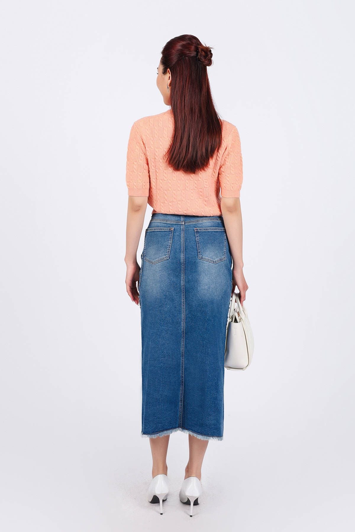 FOL476 - Áo len thời trang cao cấp dáng ôm ngắn cổ tròn tay lỡ trơn màu - PANTIO