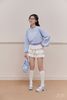 FOL510 - Áo len dáng croptop, tay dài bồng bo cửa tay, thêu logo, bo gấu, bo cổ, vai trễ - JAN.