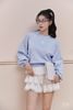FOL510 - Áo len dáng croptop, tay dài bồng bo cửa tay, thêu logo, bo gấu, bo cổ, vai trễ - JAN.