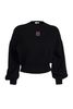FOL510 - Áo len dáng croptop, tay dài bồng bo cửa tay, thêu logo, bo gấu, bo cổ, vai trễ - JAN.