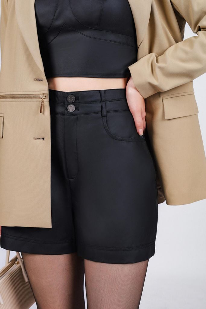 FQN5375 - Quần short vải da dáng suông thời trang cài khuy trước - PANTIO