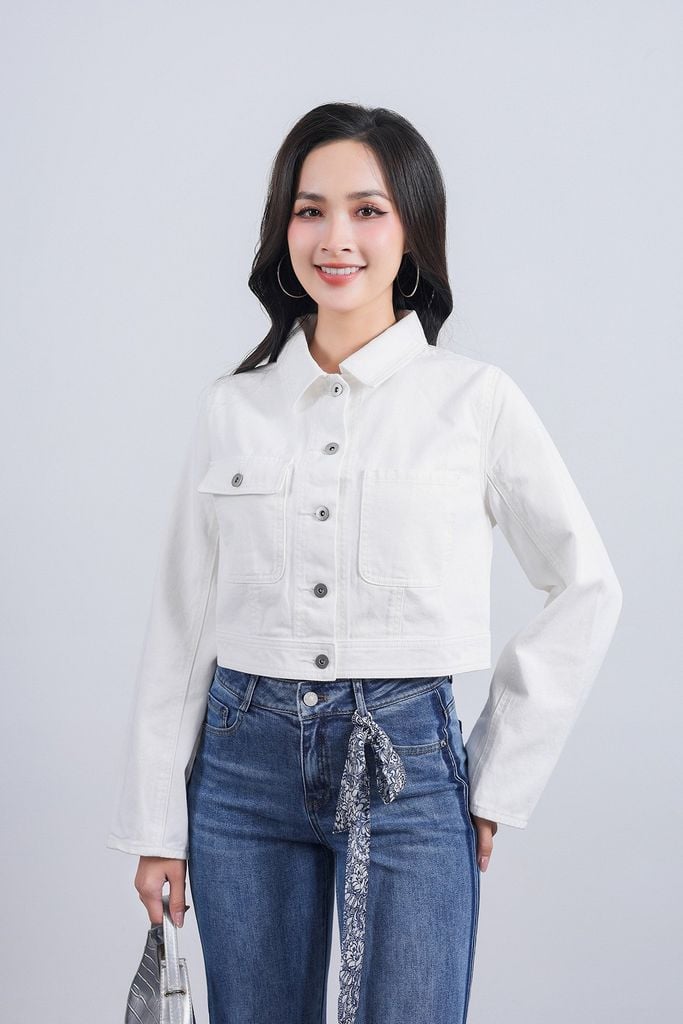FVO055 - Áo khoác denim dạo phố cổ đức có túi hộp thân áo - PANTIO