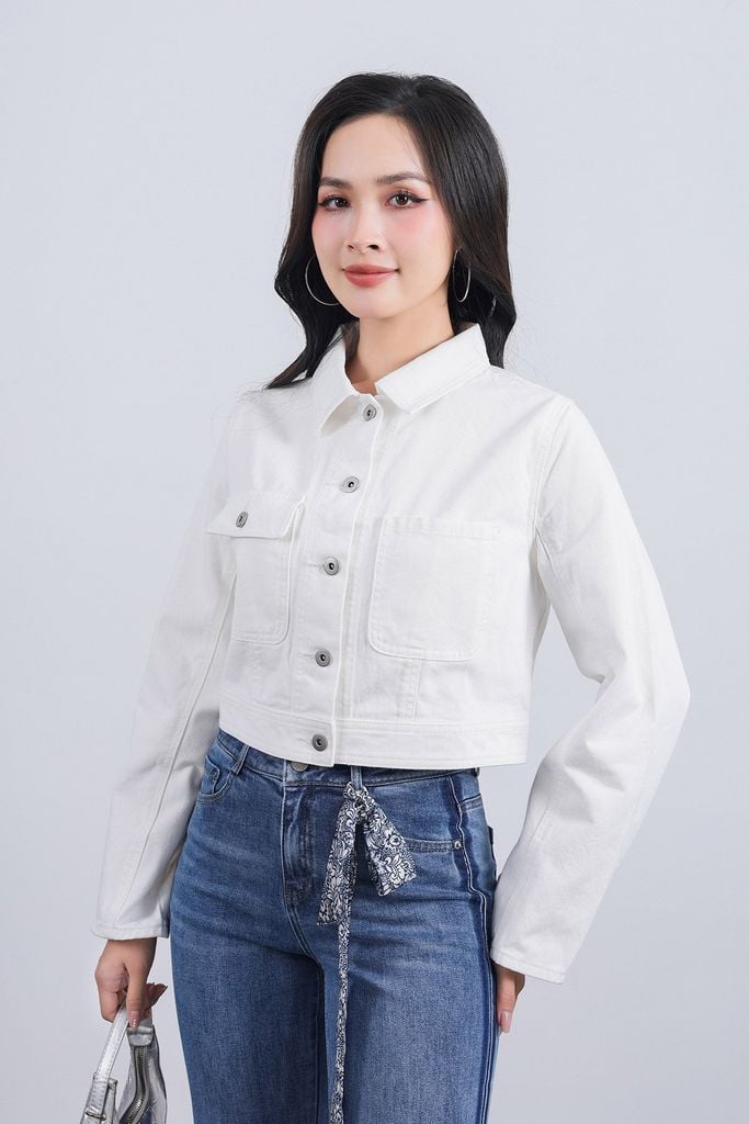 FVO055 - Áo khoác denim dạo phố cổ đức có túi hộp thân áo - PANTIO