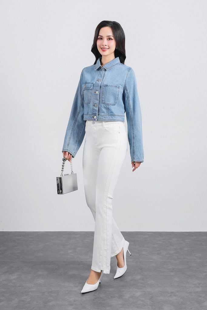 FVO055 - Áo khoác denim dạo phố cổ đức có túi hộp thân áo - PANTIO
