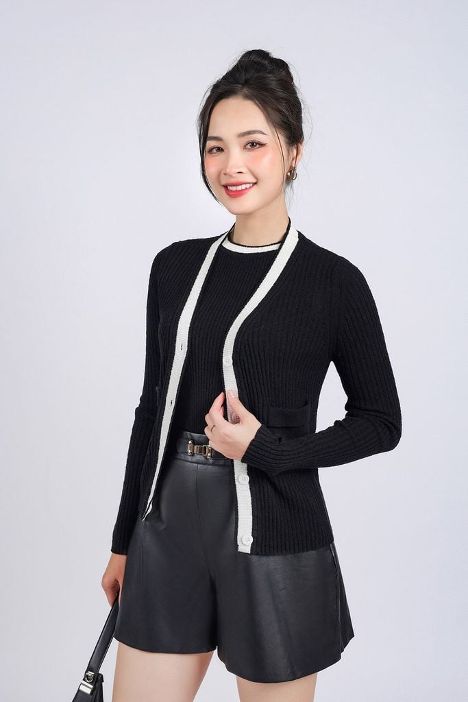 BKL415 - Áo khoác len thời trang cao cấp dáng ôm cài khuy thân trước - PANTIO