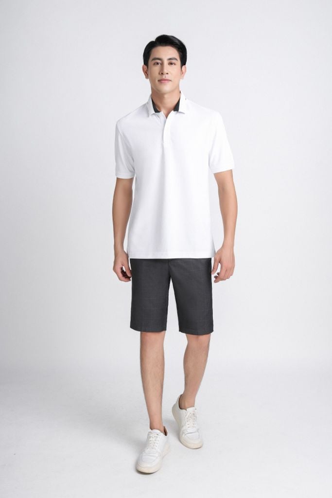 MQN3050 - Quần short âu nam vải hoạ tiết kẻ chìm form slim fit - PANTIO