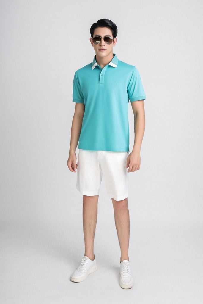 MAP3012 - Áo Polo nam vải trơn màu hoạ tiết kẻ cổ áo form slim fit kiểu dáng ngắn tay - PANTIO