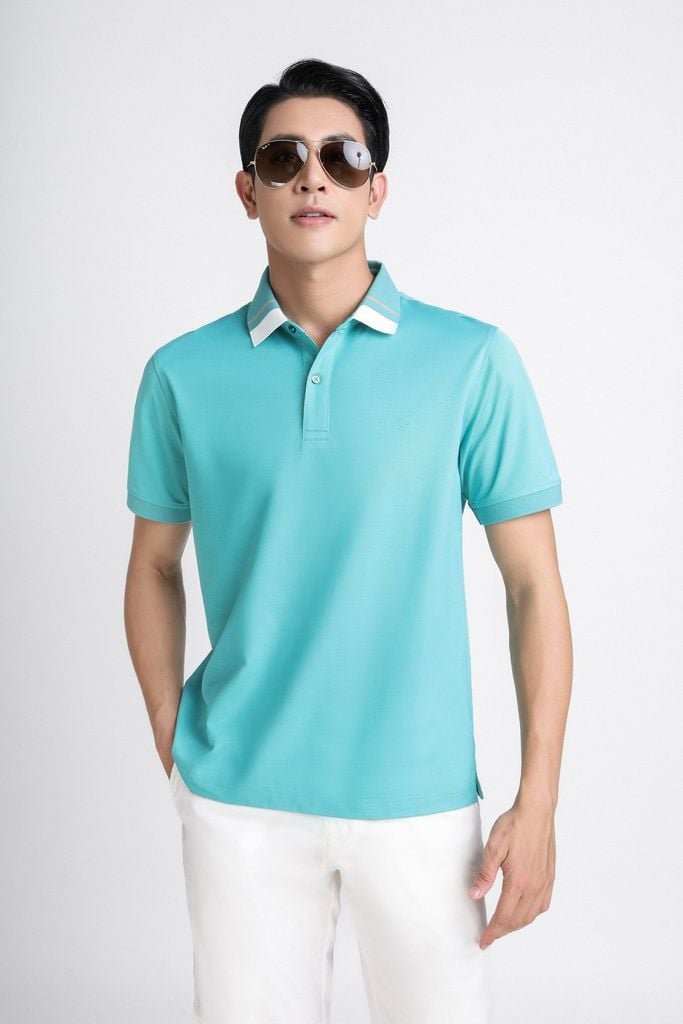 MAP3012 - Áo Polo nam vải trơn màu hoạ tiết kẻ cổ áo form slim fit kiểu dáng ngắn tay - PANTIO
