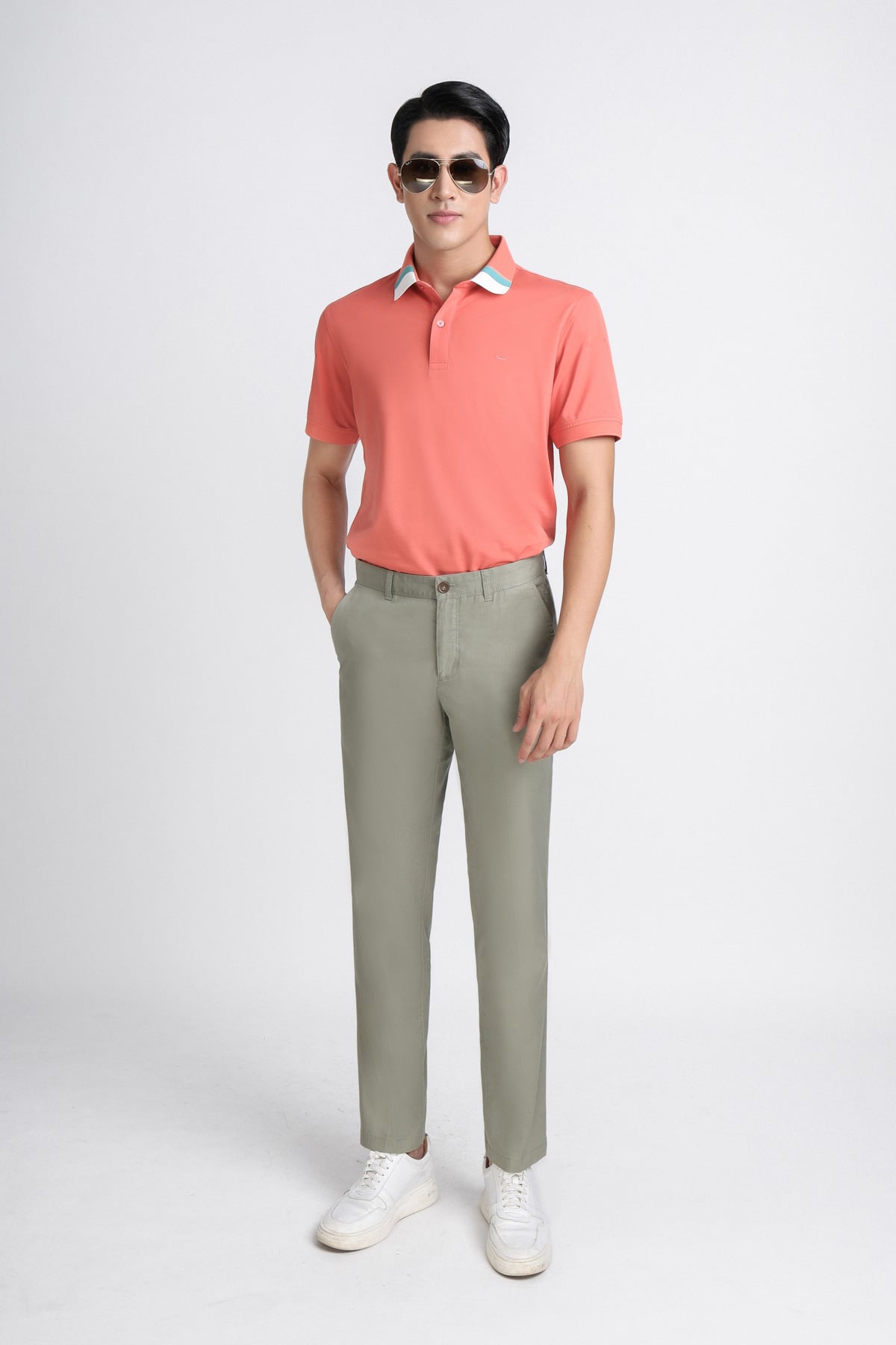 MAP3013 - Áo Polo nam vải trơn màu hoạ tiết kẻ cổ áo form slim fit kiểu dáng ngắn tay - PANTIO