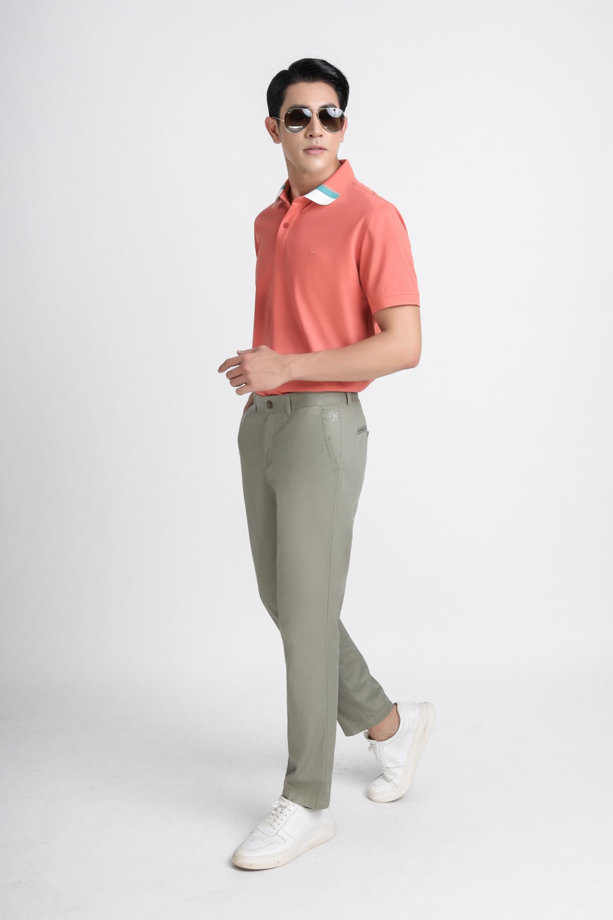 MAP3013 - Áo Polo nam vải trơn màu hoạ tiết kẻ cổ áo form slim fit kiểu dáng ngắn tay - PANTIO