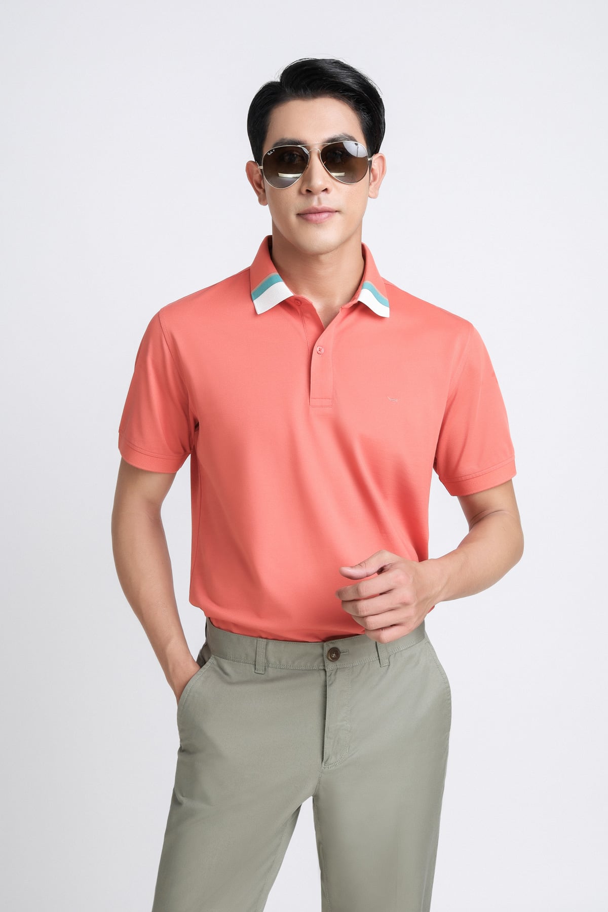 MAP3013 - Áo Polo nam vải trơn màu hoạ tiết kẻ cổ áo form slim fit kiểu dáng ngắn tay - PANTIO